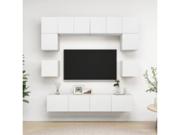 Vidaxl 8 Pcs Conjunto De Móveis De Tv Derivados De Madeira Branco