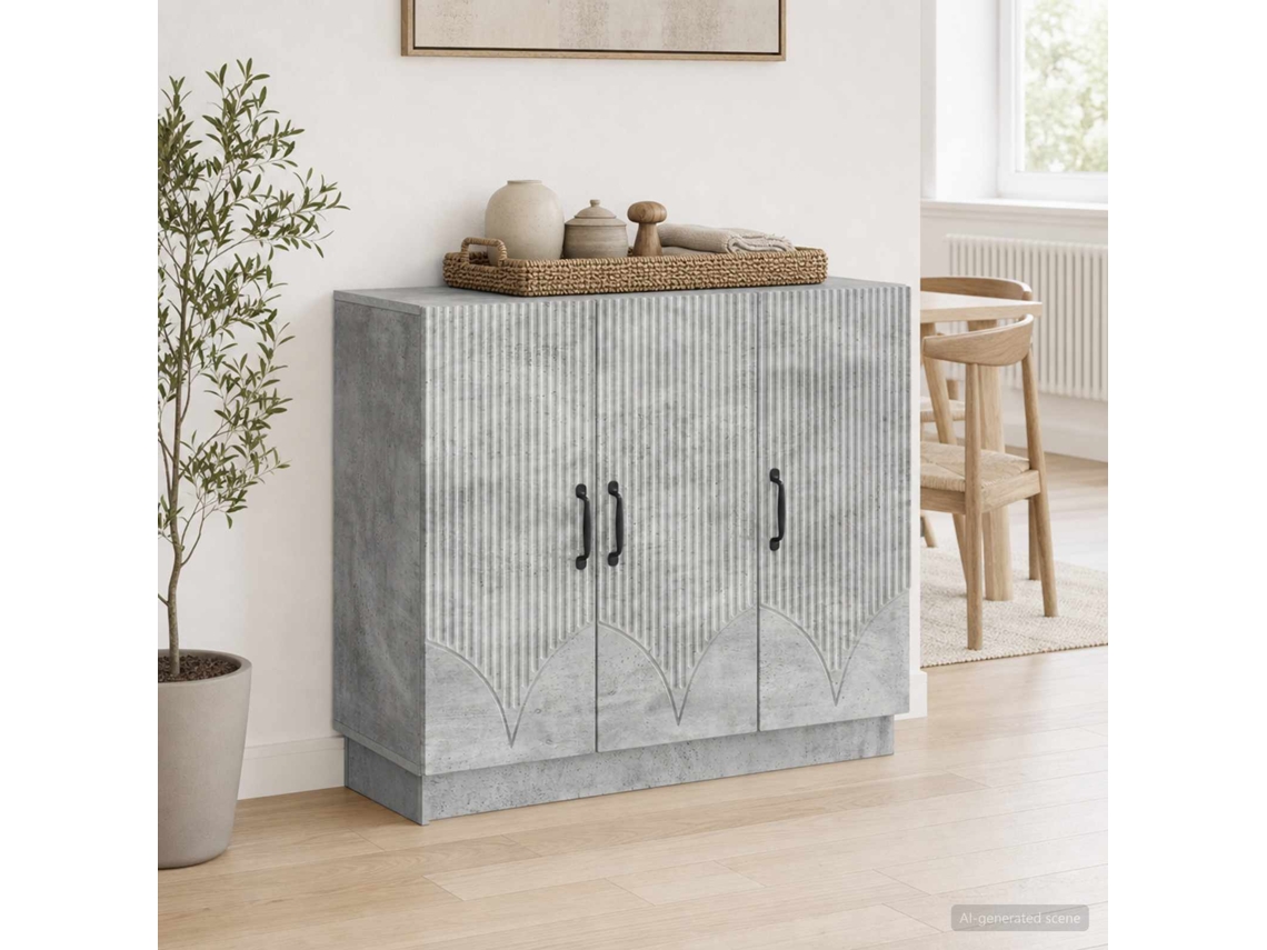 Vidaxl Buffet Cinzento Cimento 89 X 34,5 X 77 Cm Derivados De Madeira