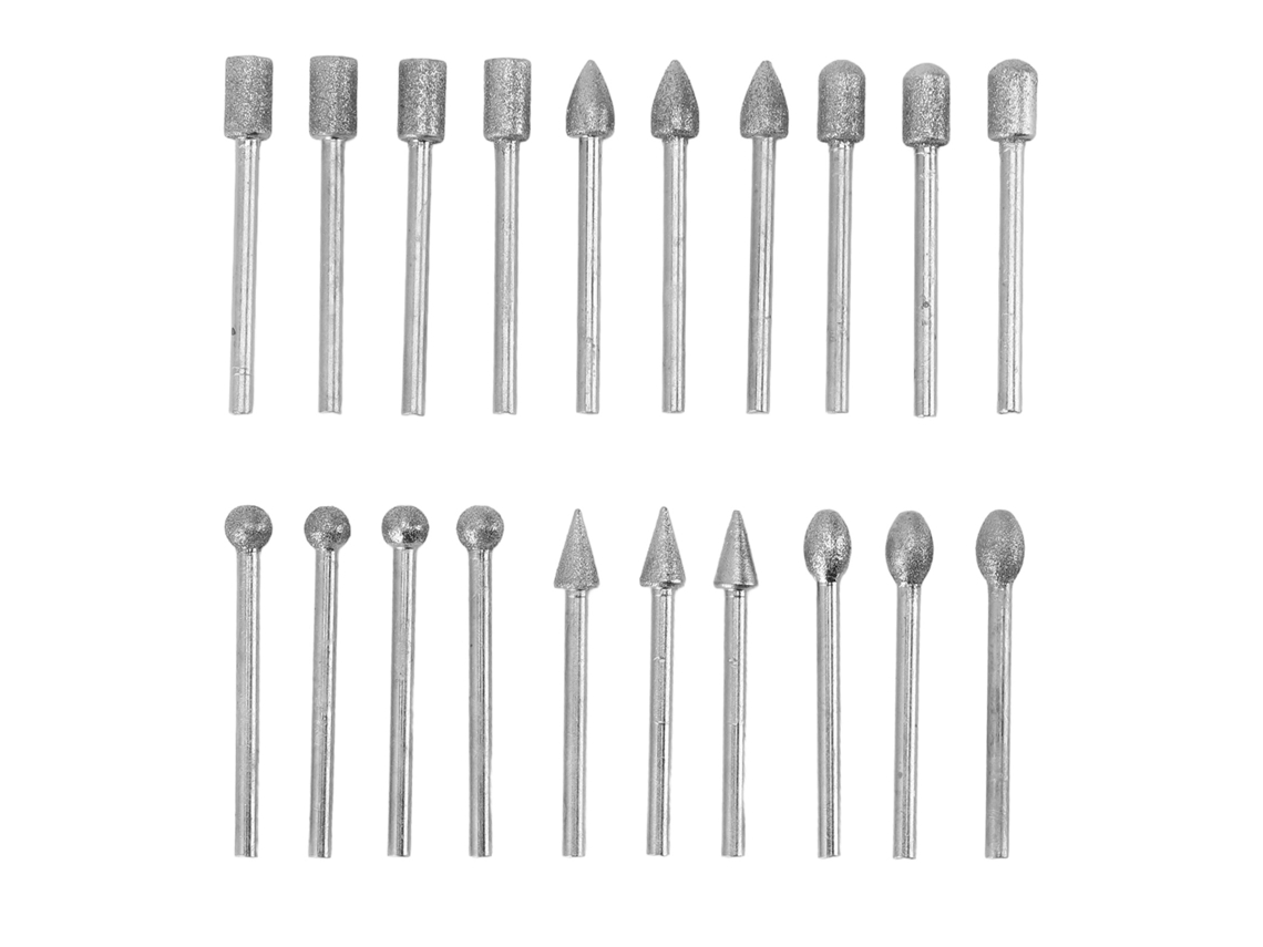 Set De 20 Brocas De Rotación Para Tallado En Piedra Con Mango De 3mm Para Vidrio, Metal Y Jade