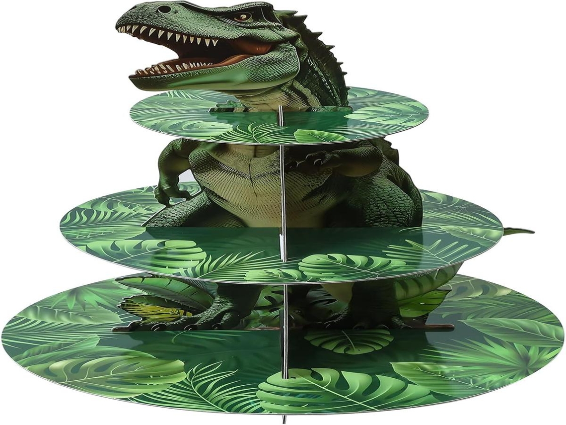 Lurelia Suporte Para Cupcakes, Redondo, T-rex Festas Infantis, Para Festas E Sobremesas