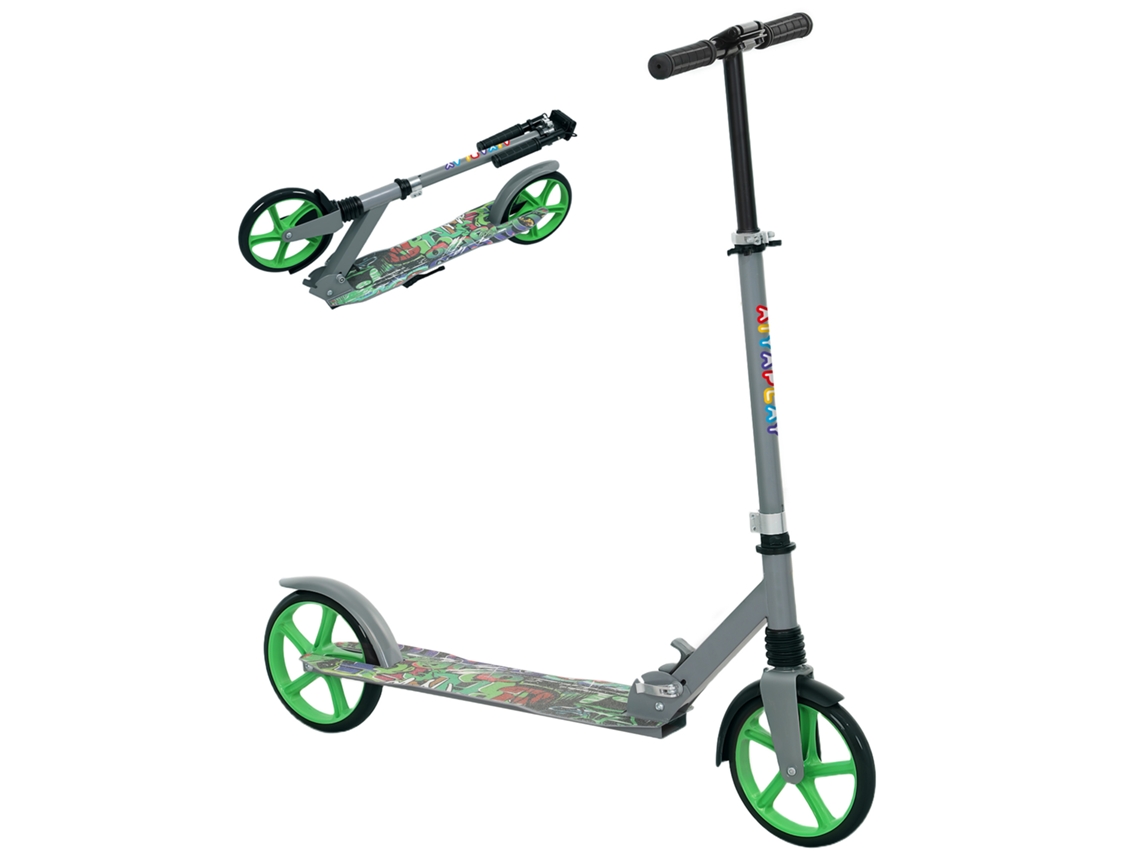 Patinete 6-12 Anos, Dobrável, 2 Rodas, Altura Ajustável, Verde