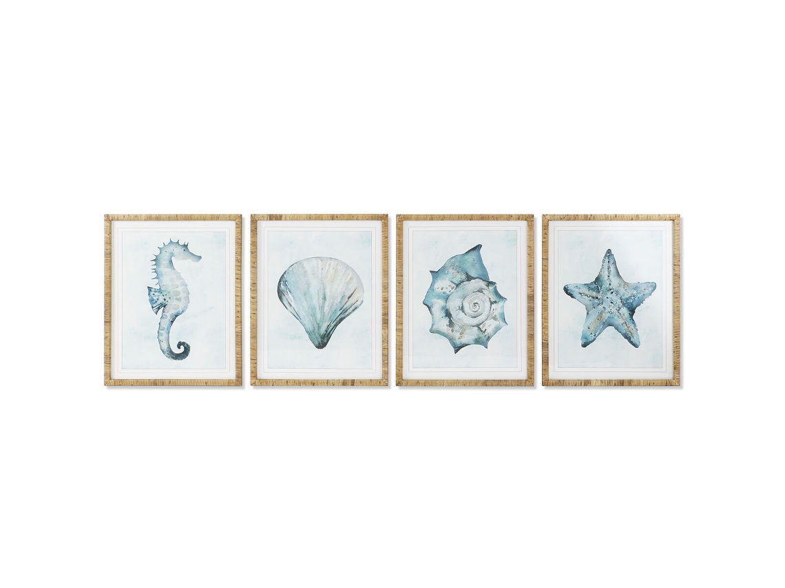 Pintura Home Esprit Mediterrâneo Concha 55 X 2,5 X 70 Cm (4 Unidades)