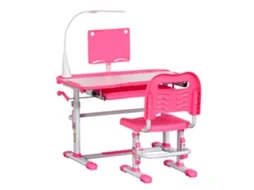 Secretária para Criança PP, MDF e Aço cor Rosa 80x49,5x80-105cm HOMCOM
