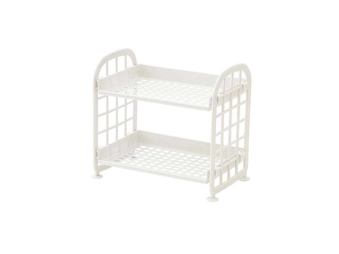 2026 estanteria Doble Capa Plegable Organizador Baño Abs 21.5x14x20.5cm Blanco