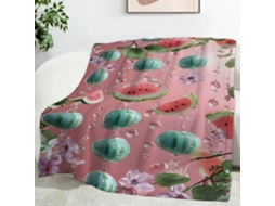 Manta com Estampa de Flor Pêssego e Melancia 220x240 Cm Multifuncional Macia Aconchegante em Flanela Ideal Par