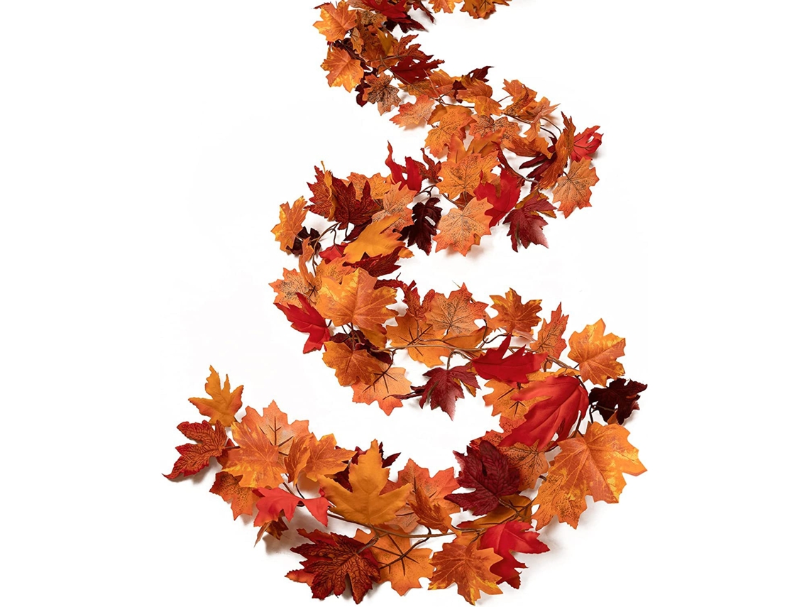 2.4M Vinha Artificial Vermelho Outono Maple Leaf Falso Guirlanda Plantas Folhagem Corda Jardim de Natal WEIMAI