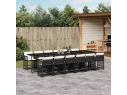 Vidaxl 13 Pcs Conjunto De Jantar P/jardim Com Almofadões Vime Pe Preto