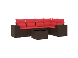 Conjunto de Sofá de Jardim, 6 Peças, Almofadas, Rattan Preto MAISON EXCLUSIVE