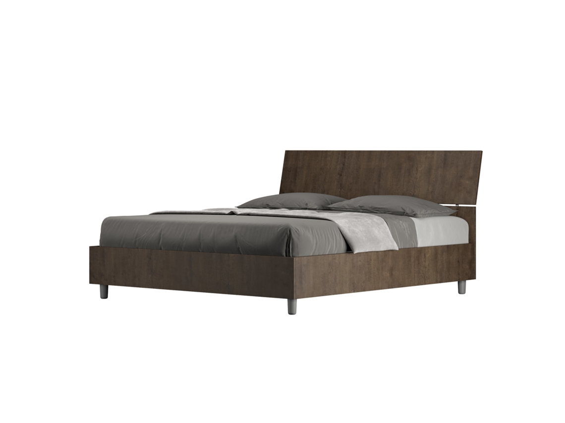 Cama com Cabeceira Base Ripas Inclinada ITYHOME Castanho (160x200)