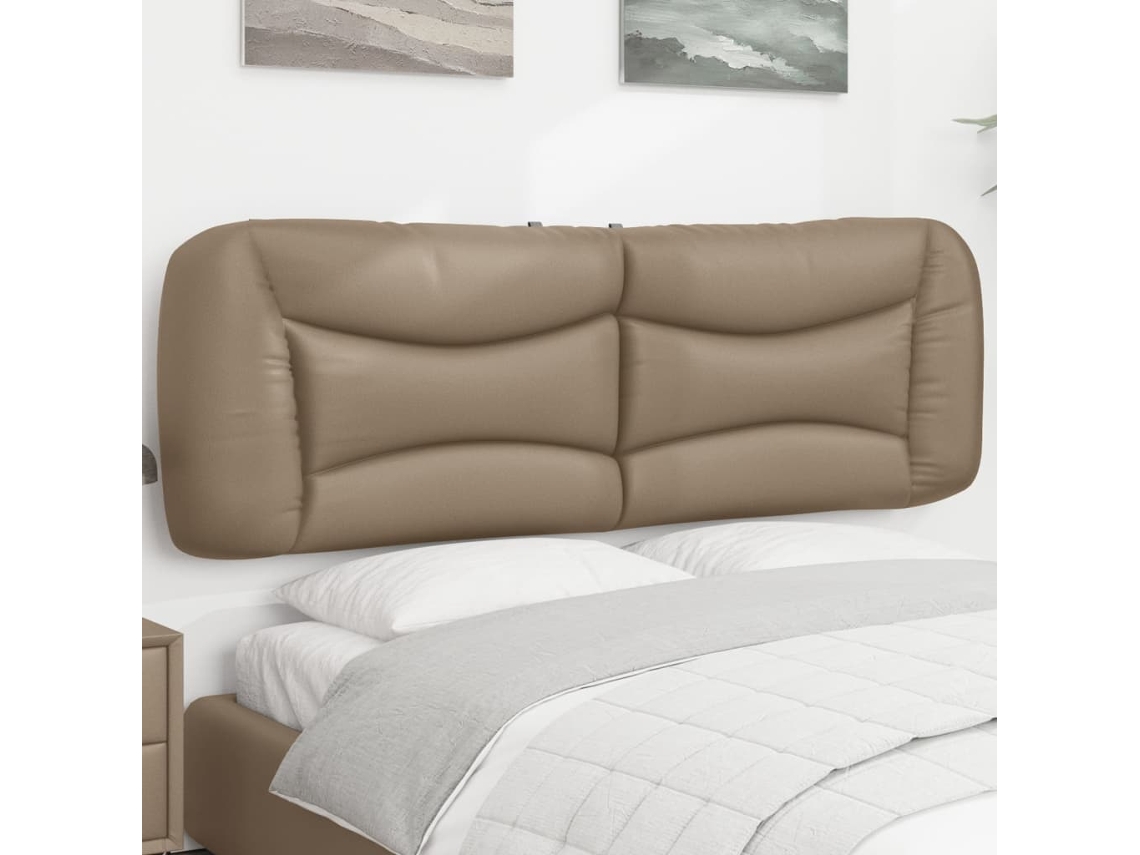 Vidaxl Almofadão De Cabeceira Hvar 160 Cm Couro Artificial Cappuccino