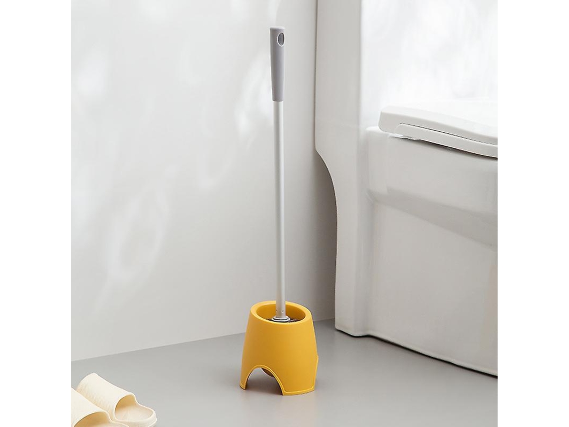 Cepillo De Inodoro Com Base E Cabo Longo, Design Ergonômico E Criativo, Cor Amarela