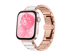 Bracelete para Huawei Watch Fit 4 / Fit 4 Pro / Fit 3 Metal e Cerâmica Fivela Borboleta Ouro Rosa XIAOMOYU