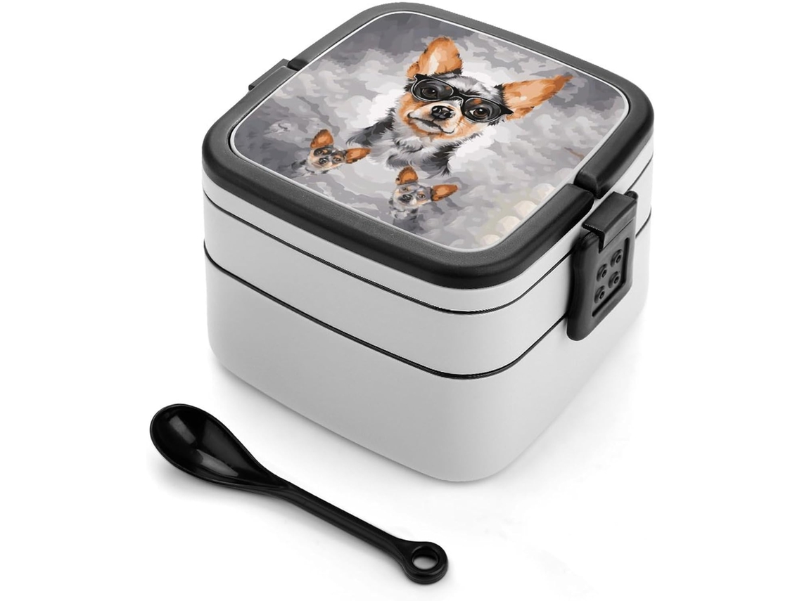 Marmita Bento Lancheira De Camada Dupla Com Colher E Alça, À Prova De Vazamentos, Tudo Em Um, Ideal Para Adultos, Copos