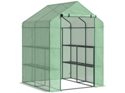 Estufa Jardim 8 Prateleiras Aço Pe Verde Porta VELTRIX