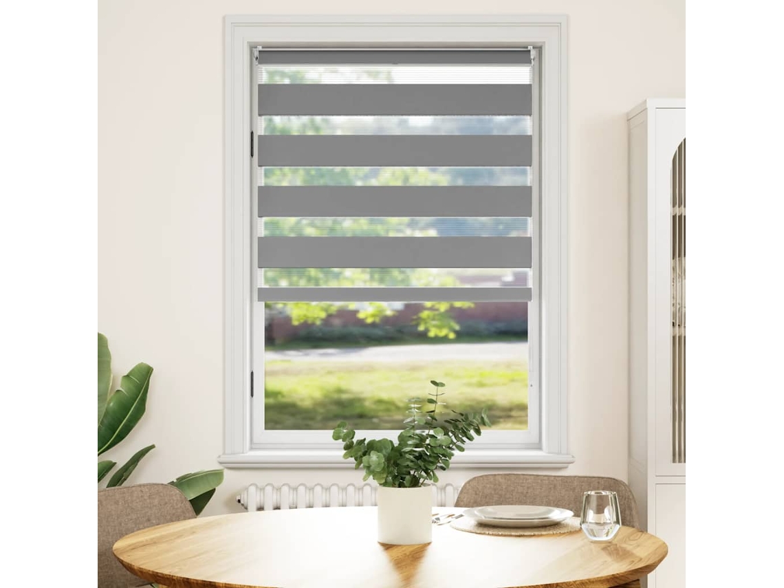 Vidaxl Cortina Zebra 100,9x175 Cm, Largura Do Tecido 96,7 Cm, Cinza