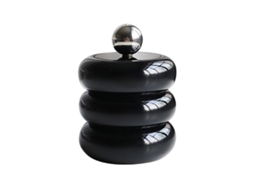 Suporte para Palitos de Algodão com Tampa 3 Camadas Forma Donut Estilo Nórdico Armazenamento de Maquiagem Preto S/MARCA