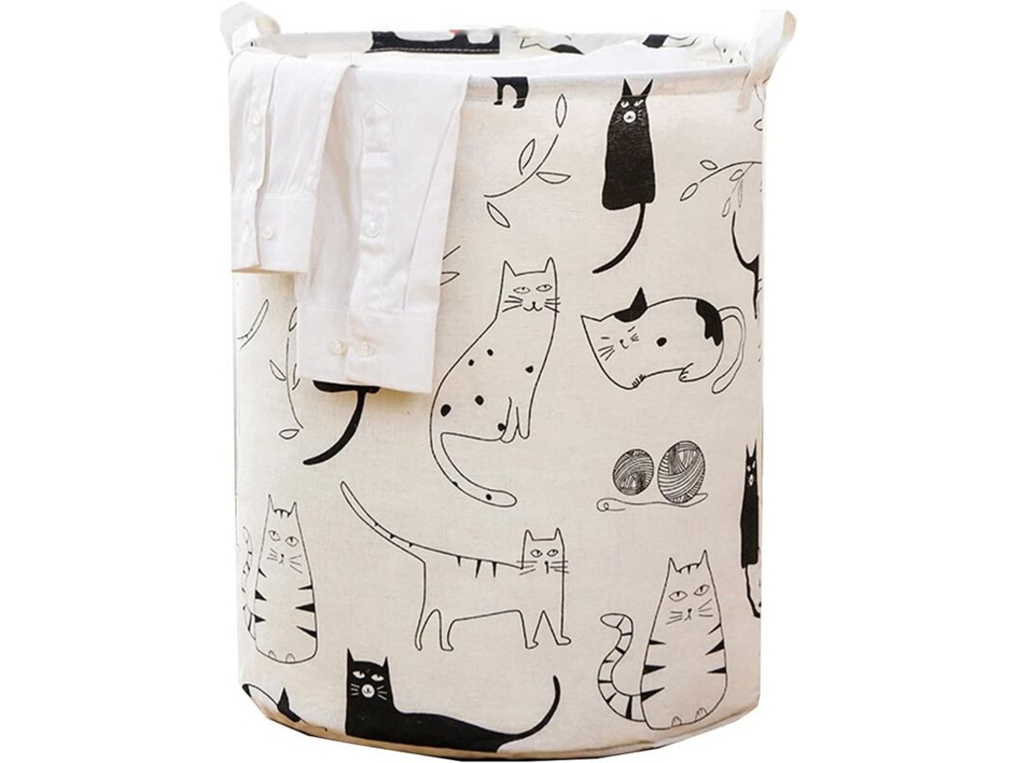 Cesto De Roupa Dobrável Grande, Impermeável, 48 X 42 Cm, Organizador Para Roupas, Brinquedos E Outros Itens Domésticos (com Estampa De Gatos)