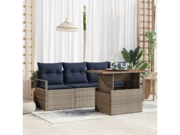Vidaxl Conjunto De Sofá De Jardim Manual 5 Pcs Cinzento E Azul Marinho