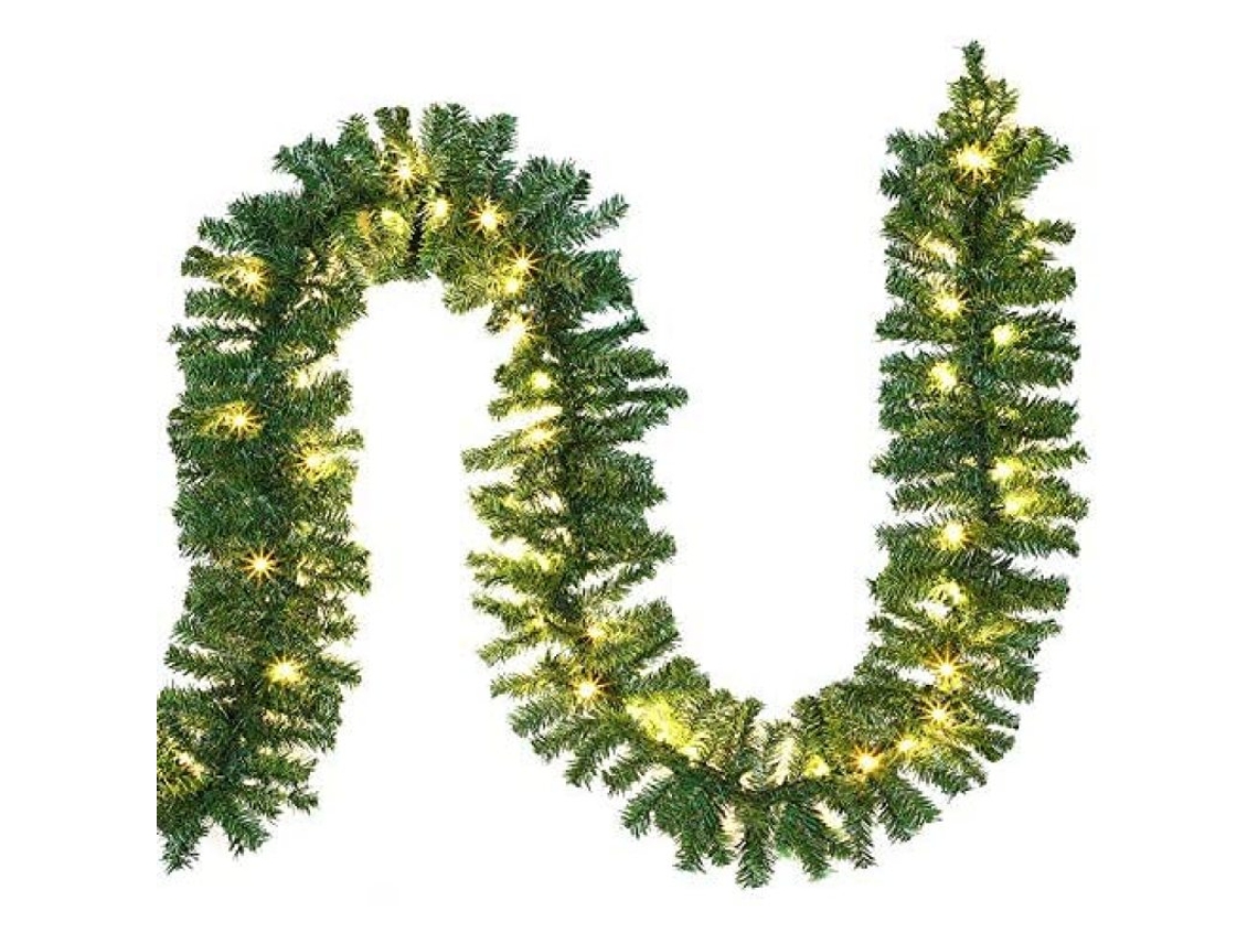 Guirlanda De Natal Pré Iluminada Resistente Às Intempéries, Decoração Sem Fio Alimentada Por Bateria Para Ambientes Internos E Externos, Luzes Led Bra