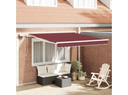 Vidaxl Toldo Retrátil Manual Com Luz Led 300x250 Cm Bordô
