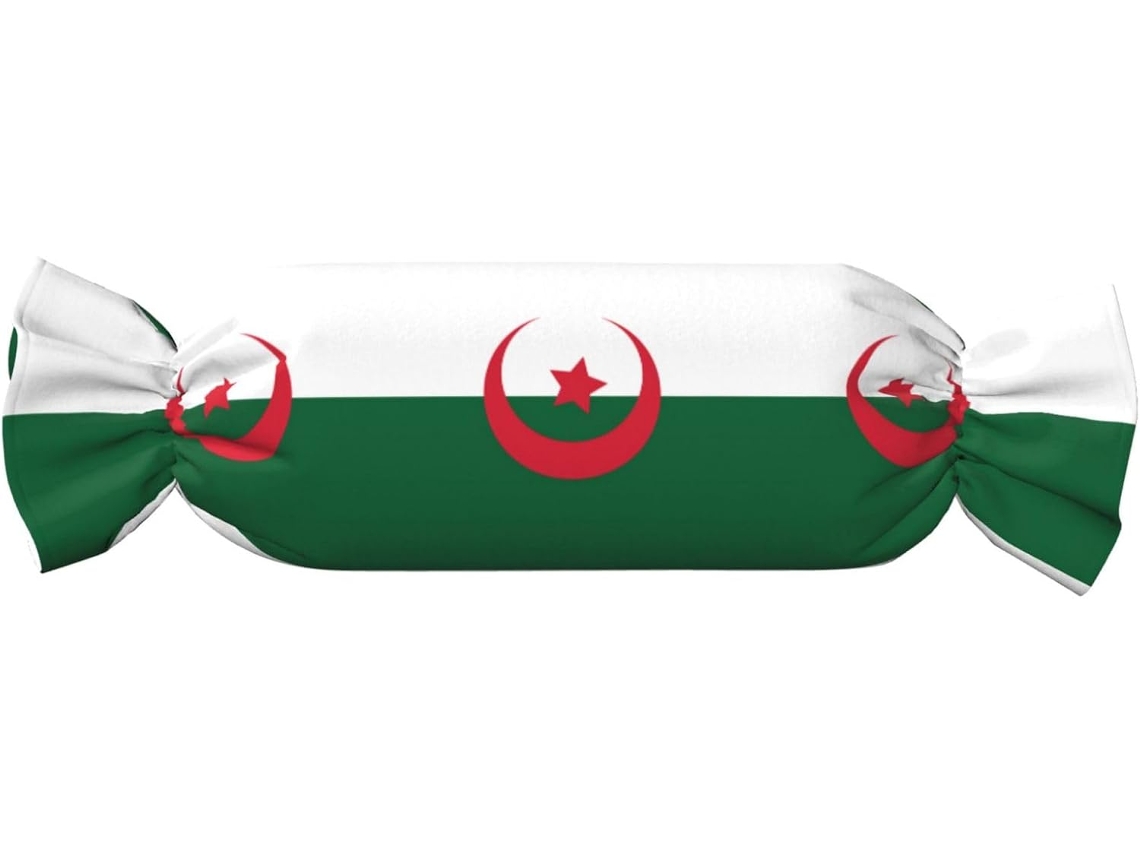 Almofada Cilíndrica Formato de Doce com Estampa da Bandeira Argélia Suporte Pescoço Ajustável 100 % Poliéster