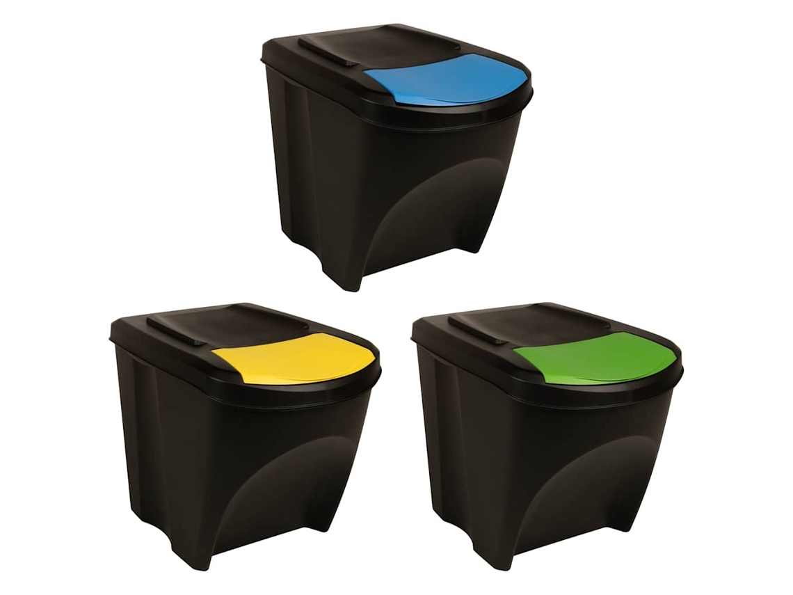 Vidaxl Caixotes Do Lixo Empilháveis 3 Pcs 75 L Antracite
