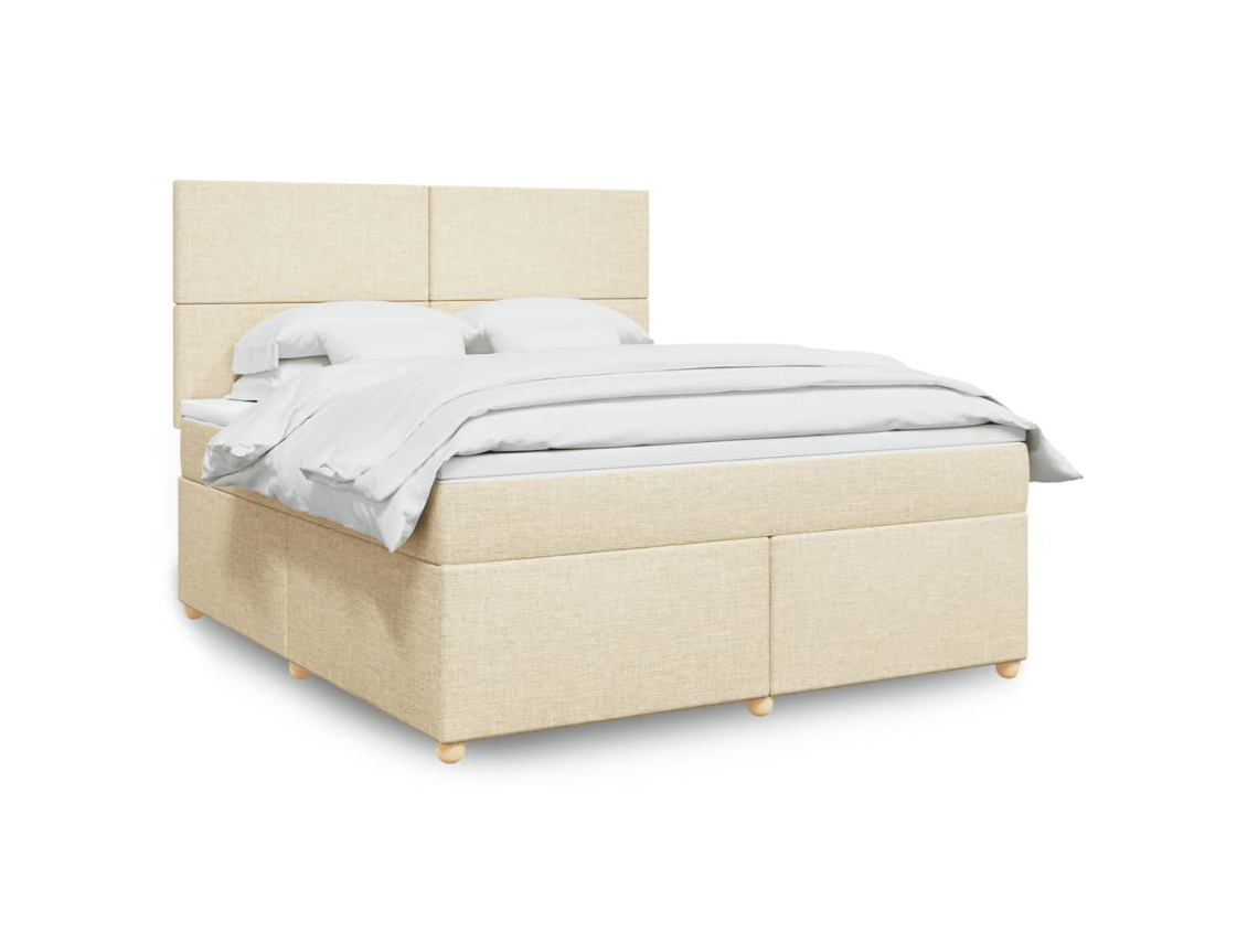 Vidaxl Cama Com Molas/colchão 180x200 Cm Tecido Cor Creme