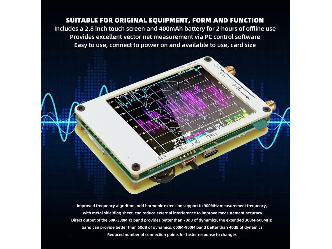Analisador Vetor Antena 300hz-50khz Tft 2.8"