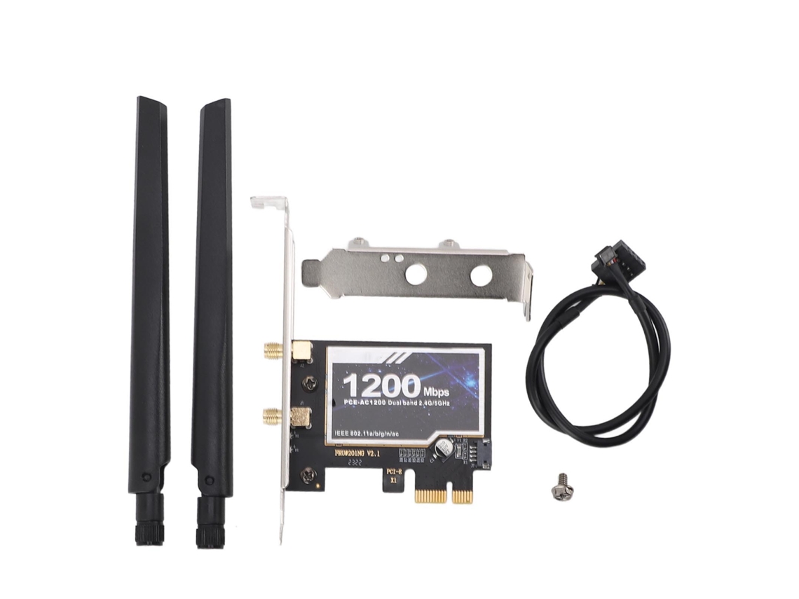 Placa de Rede Sem Fio Pcie Banda Dupla 1200mbps Bluetooth 4.2 Adaptador para Desktop