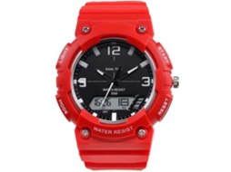 Reloj Deportivo Multifuncional De Dial Redondo Analógico Digital Para Hombres Rojo