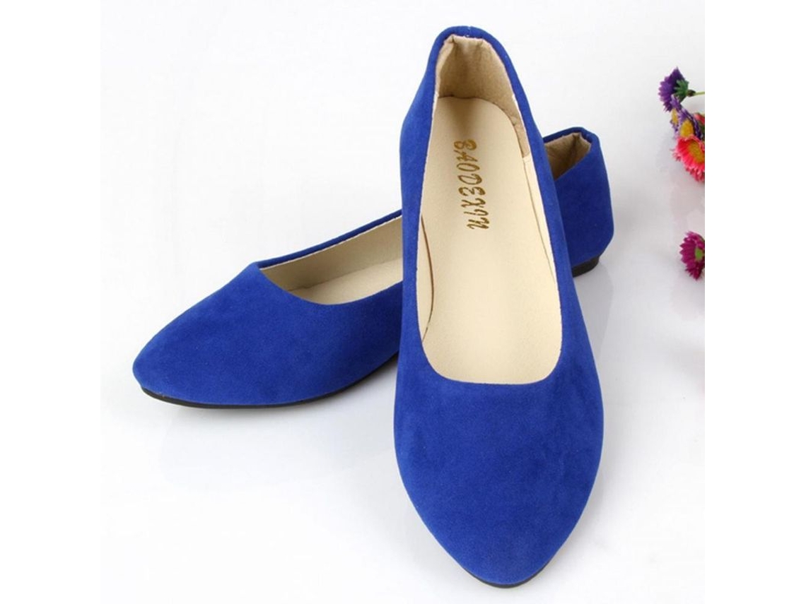 2026 sapatos Planos de Dança para Mulher Dolly Pumps Slip On Loafers de Camurça Umr 40 Azul