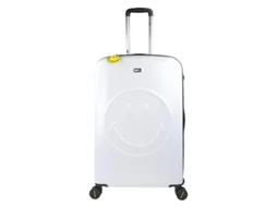 Mala de Viagem / TROLLEY Grande 78Cm 4 Rodas Smiley Originals Branco/Preto