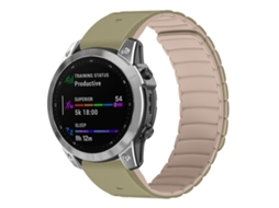 Bracelete Para Garmin (22mm) - Silicone Magnético, Liberação Rápida Camelo + Rosa Feijão