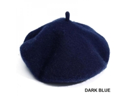 2026 gorro Beret Vintage Unisex Lana Quente Outono Inverno Casual Solido Azul Escuro Adulto