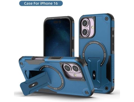 Capa Magsafe Iphone 16 Com Suporte, Carregamento Sem Fio, Proteção Antichoque, Dupla Camada Pctpu E Cantos Reforçados