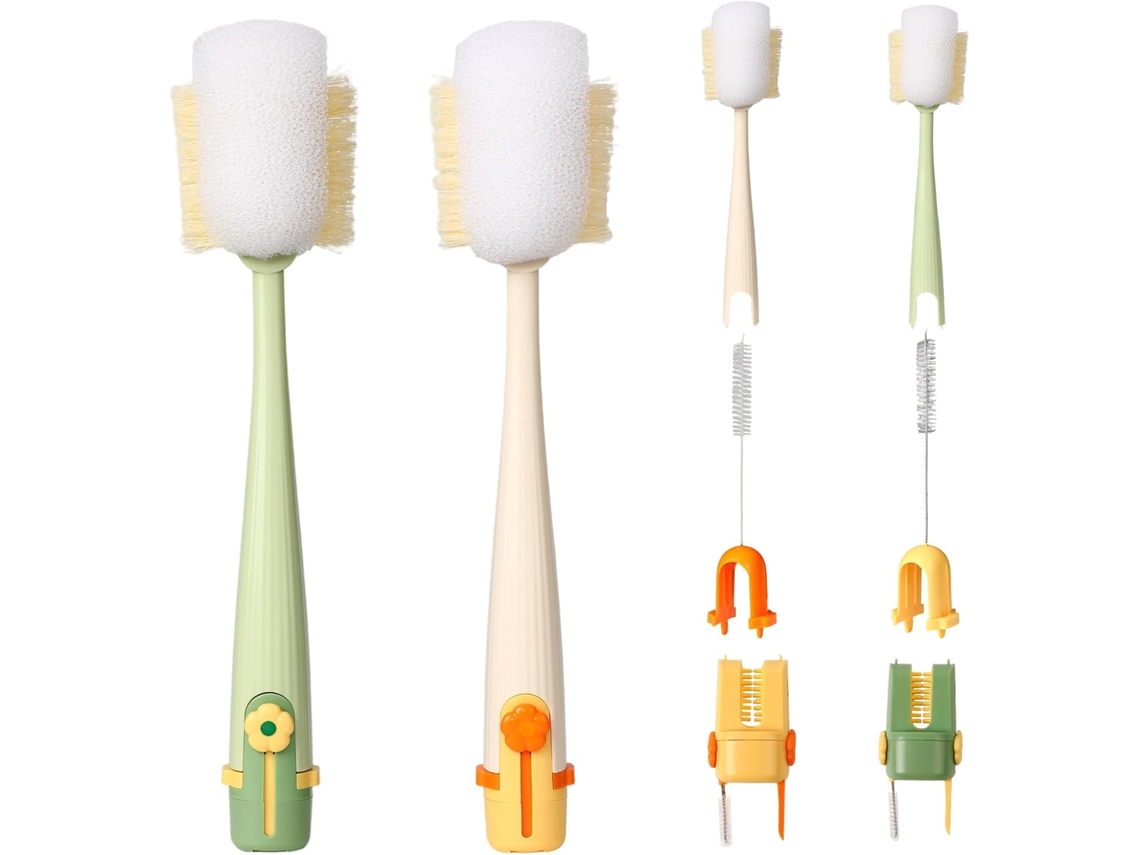 Conjunto De 2 Escovas Para Limpeza De Garrafas — Ferramenta Multifuncional Para Limpar Tampas E Garrafas.