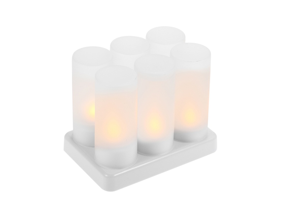 Velas led sem chama recarregáveis com base de carregamento luz amarela copo esfumaçado velas de chá S/MARCA