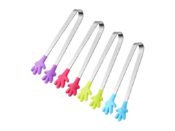 Lurelia Pinça Servir Kit 4 Peças Inox Silicone 5 Polegadas Vermelho Saladas Gelo