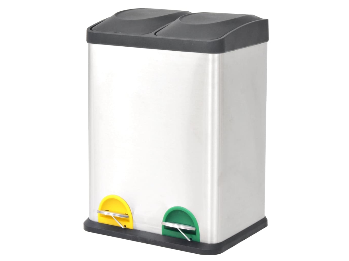 Vidaxl Caixote Do Lixo Para Reciclagem Com Pedais 36 L Aço Inoxidável