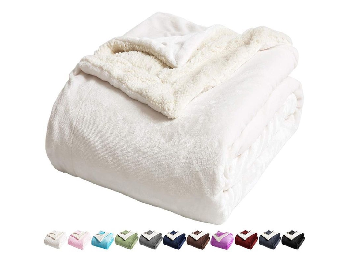 2026 manta de Lana Twin Suave Peluda Cálida Microfibra Reversible para Sofá Cama Branco 40×55 Polegadas