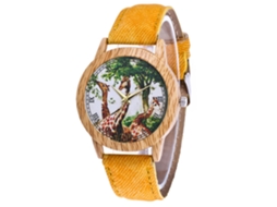 Reloj De Cuarzo Casual Con Correaje De Jeans Unisex Zhoulianfa Simple Tendencia Amarillo