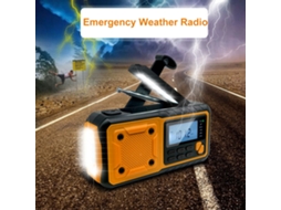 Rádio de Emergência Solar com Lanterna Alarme SOS AM FM WB Carregador USB 4000mAh S/MARCA