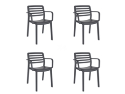 Set 4 Poltronas Interior, Exterior Cinza Escuro Wind Garbar