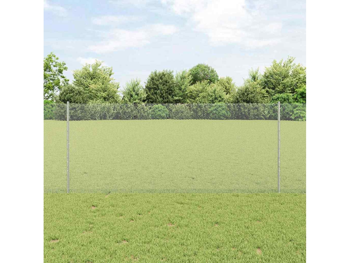 Vidaxl Cerca Hexagonal Com Poste 25 X 1 M Aço Galvanizado Prateado