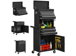 Carrinho De Ferramentas Aço Cor Preto 60,5x33,5x131 Cm Homcom
