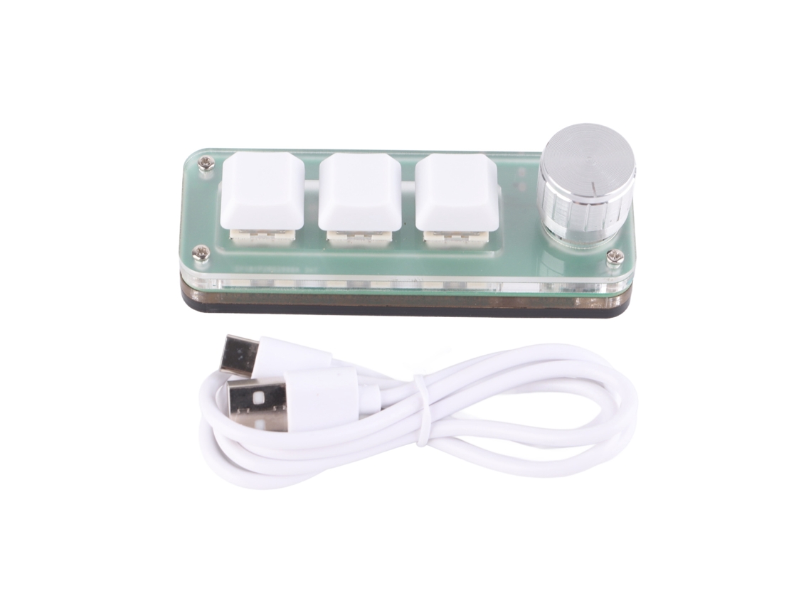 Teclado Mecânico Mini LAXISCREED (3 Teclas com Botão Rotativo, Iluminação Rgb, Diy Programável)