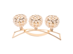 Castiçal de cristal dourado Baok com 3 braços, estilo europeu, à prova de vento, estável e durável, ideal para casamentos, festas e Ano Novo.