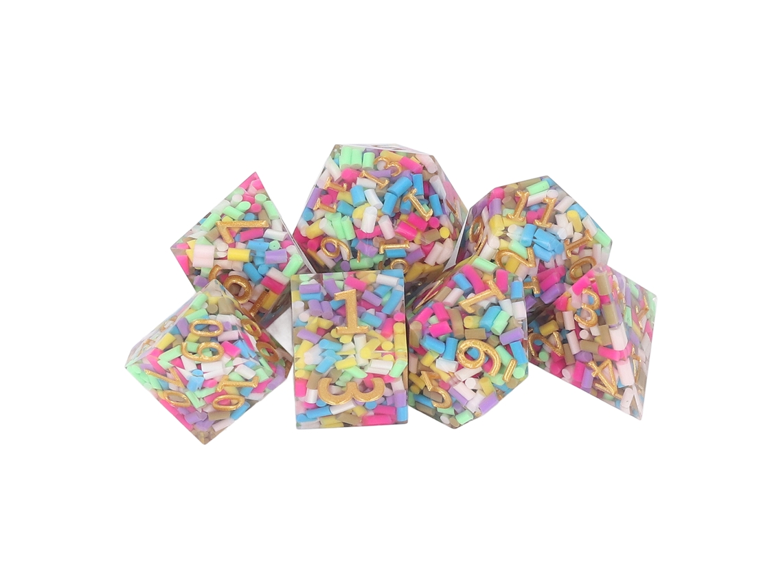 Set De 7 Dados De Resina Balanceados Coloridos Portáteis Para Jogos De Mesa E Tabletop