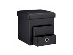 Banco Dobrável Relaxdays Com Arrumação E 2 Compartimentos Hbt: 38 X 38 X 38 Cm Cubo De Assento Em Pele Sintética, Preto