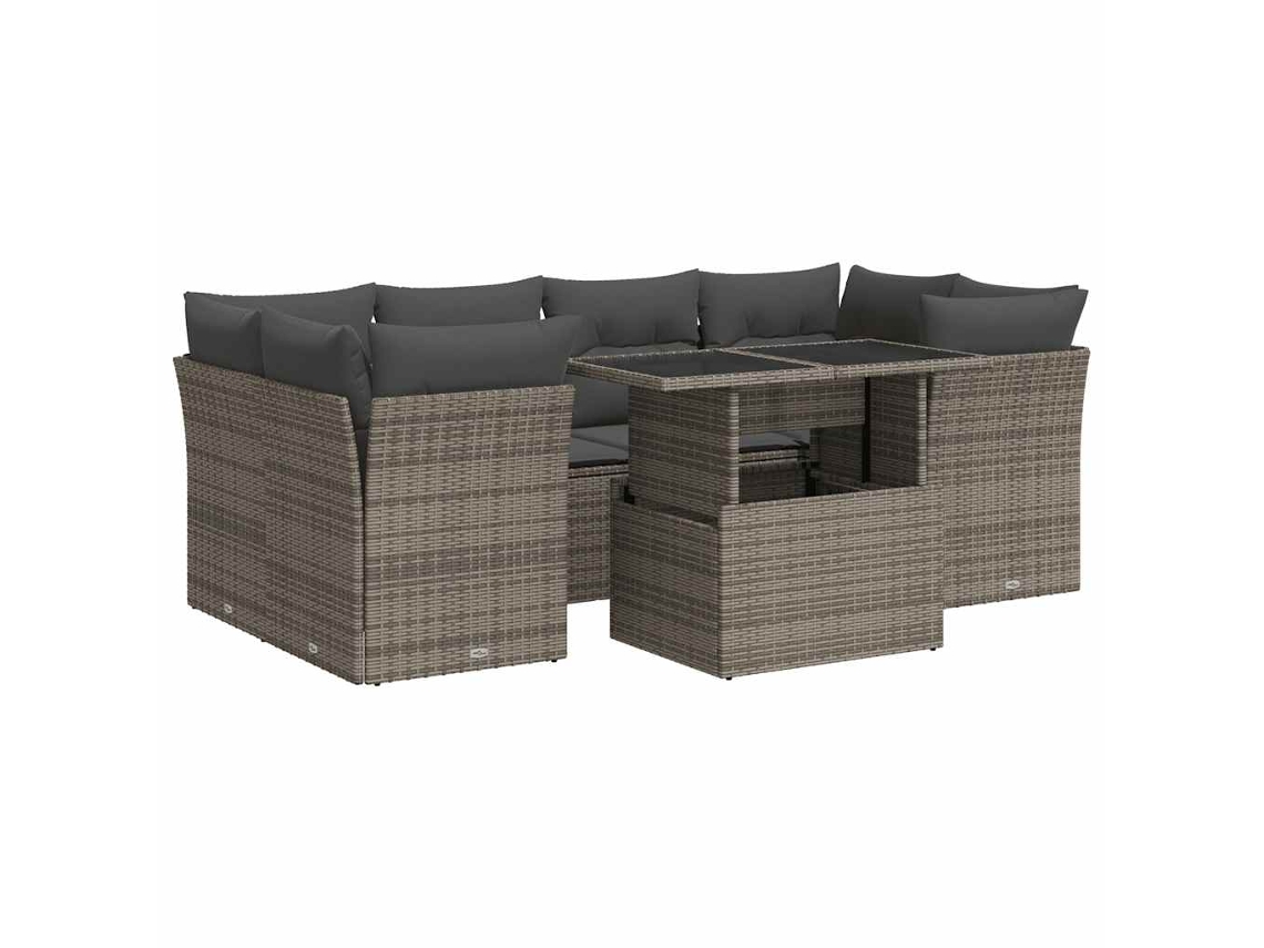 Conjunto de 7 Sofás para Jardim com Almofadões Vime Pe Cinzento MAISON EXCLUSIVE (7 pcs)